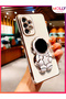 Luxury Silicone Case with Pearl White Cute Astronaut Stand Gold Detail for Samsung Galaxy A72