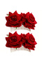 2Pcs Women Rose Flower Hair Clip Rose Side Combs Flamenco Flowers - 2