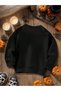 Children's Black Dino Print Crew Neck Sweatshirt - 2