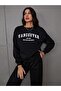 Women's Black Vancouver Bottom Top Tracksuit Set Oversize Crew Neck - 3