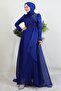 Eliza Hijab Evening Dress Cobalt Blue - 2