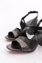 Women's Cross Strap Heeled Shoes Platinum Crocodile 99921033 - 4