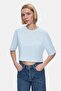 Indiana Sky Blue Crew Neck Crop Printed 100% Cotton Loose Fit Women's Tshirt