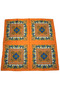 Ethnic Floral Patterned Multi-Piece Satin Orange Scarf - 2