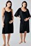 Strappy Flexible Viscous Maternity Dressing Gown Nightgown Set - 2