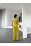 Women's Gold Buttoned Vest Pants Suit - 6
