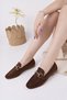 Mona Guaranteed Metal Buckle Leather Women's Loafer Casual Shoes - 2