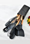 11-Piece Silicone Serving Set with Bamboo Handles - Ladle, Colander, Tongs, Spatula Set - Fireproof Silicone Set - 3