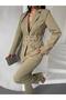 Women's Suit Jacket Trousers Khaki Waist Adjustable Double Pocket - 8