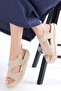 Reina Beige Color Asymmetrical Cut Women's Sandals - 3