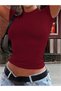 Women's Burgundy Short Sleeve Crop Body - 2