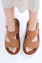 Reina Tan Color Asymmetrical Cut Women's Sandals