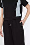 Black Women's Denim Garnished Tassel T-Shirt Pants Double Set - 4