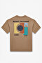 Milennial Men's Oversize Fit 100% Cotton Thick Textured Printed Dark Beige T-Shirt - 3