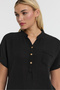 Women's Short Sleeve Blouse - Muslin Judge Collar Blouse - 1130 - 5