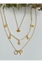 Triple Necklace Set with Paperclip Chain Charm Multiple Necklaces (Evil Eye Eye Starfish Heart Angel) - 2