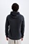 Regular Fit Hooded Soft Fleece Inside Pocketed Basic Plain Zippered Sweatshirt X8331Az24Au - 7
