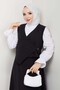 Side Tie Vest Suit Black 4745 - 2