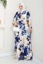 Patterned Hijab Dress Cobalt Blue 4731