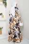 Patterned Hijab Dress Beige 4731 - 5