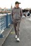 Men's Hooded and Kangaroo Pocket Antra Melange Tracksuit
