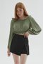 24Y0220K1 Women's Ruffled Collar Crop Blouse - 3