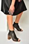 U 555024803   Black Genuine Leather Thick Heeled Women's Shoes - 4
