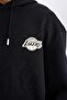 Defactofit Nba Los Angeles Lakers Boxy Fit Hooded Thick Sweatshirt A4114Ax24Wn - 5