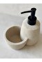 Cream Black Headed Polyresin Liquid Soap Dispenser with Reservoir - 3