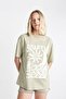Oversize Wide Fit Crew Neck Printed Short Sleeve T-Shirt D1984Ax24Sm - 5