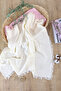 Baby Girl Boy Cream 4 Layer Tasseled Muslin Swaddle Blanket 110 cm Stl6956 - 4