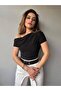Gathered Short Sleeve One Shoulder Blouse - 2