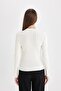 Regular Fit Crew Neck Hair Braided Button Black Knitwear Sweater X7713Az24Wn - 6
