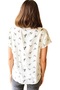 Women's Bird Patterned Batwing Short Sleeve Viscose Shirt with Buttons - 7