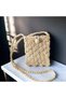Straw Color Kağıtip Knitted Phone Bag / Mini Bag