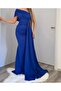Ewo Tailed One-Shoulder Evening Dress Cobalt Blue - 3