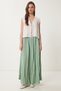 Women's Green Wrinkled Effect Summer Flared Woven Skirt Dd01347 - 3