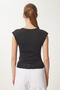 Women's Black Gathered Sandy Crop Blouse An00229 - 6