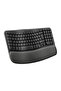 Wave Keys Kablosuz Bluetooth Dolgulu Avuç İçi Destekli Ergonomik Türkçe Q Klavye, Siyah 920-012311