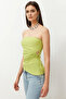 Yağ Yeşili Cut Out/Pencere Detaylı Detaylı Örme Bluz TPRSS24BZ00034 - 2