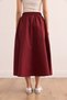 Women's Burgundy Pocket Elastic Waist Midi Woven Bell Skirt Etk- 19000271 - 7