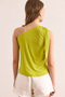 Women's Oil Green One-Shoulder Accessory Belted Sandy Blouse Blz-19002917 - 6