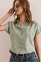 Women's Ivy Green Patterned Linen Bat Shirt Gml- 19001129