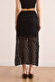 Women's Black Lined Asymmetrical Stitched Lace Skirt Etk-19000309 - 8
