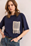 Women's Navy Blue Garnished T-Shirt Tsh-19000768 - 3