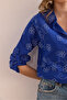 Women's Ivy Cobalt Blue Sleeve Fold Linen Shirt Gml- 19000825 - 6