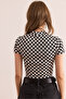 Women's Black Kiss Detailed Checkers Interlock Jacquard Blouse Blz- 19002919 - 2