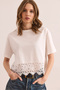 Women's Ecru Skirt Guipure Detailed T-Shirt Tsh- 19000873 - 3