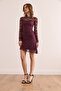 Women's Plum Lined Draped Detailed Lace Dress Elb- 19002367 - 2