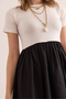 Women's White-Black Garnished Short Sleeve Midi Dress Elb- 19002366 - 6